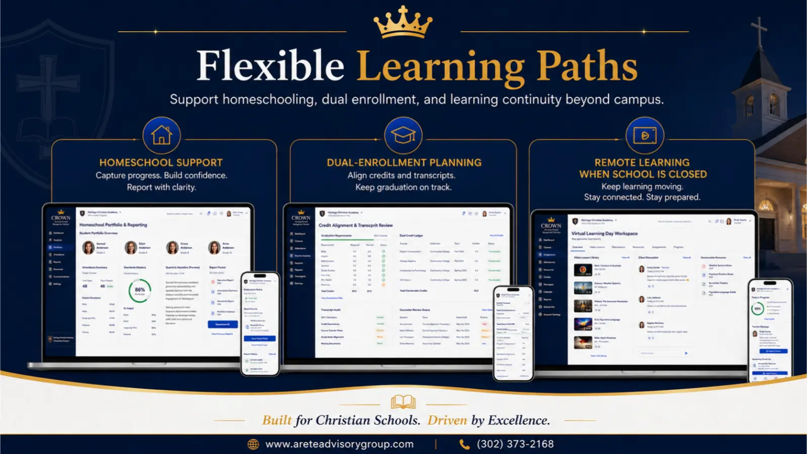 CROWN flexible learning paths for homeschool, dual enrollment, and remote learning